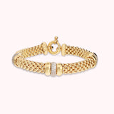 Bronzallure Golden Popcorn Link Bracelet with Cubic Zirconia Rondelles WSBZ02468Y.YG