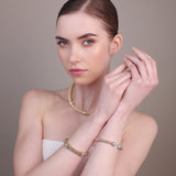 Bronzallure Golden Popcorn Link Bracelet with Cubic Zirconia Rondelles WSBZ02468Y.YG