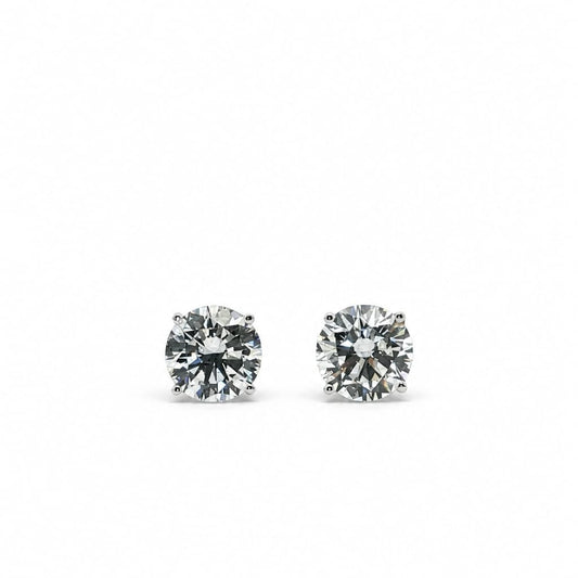 6CT Round Lab Created Diamond Stud Earrings 14K White Gold IGI Cert F VVS2 Ideal