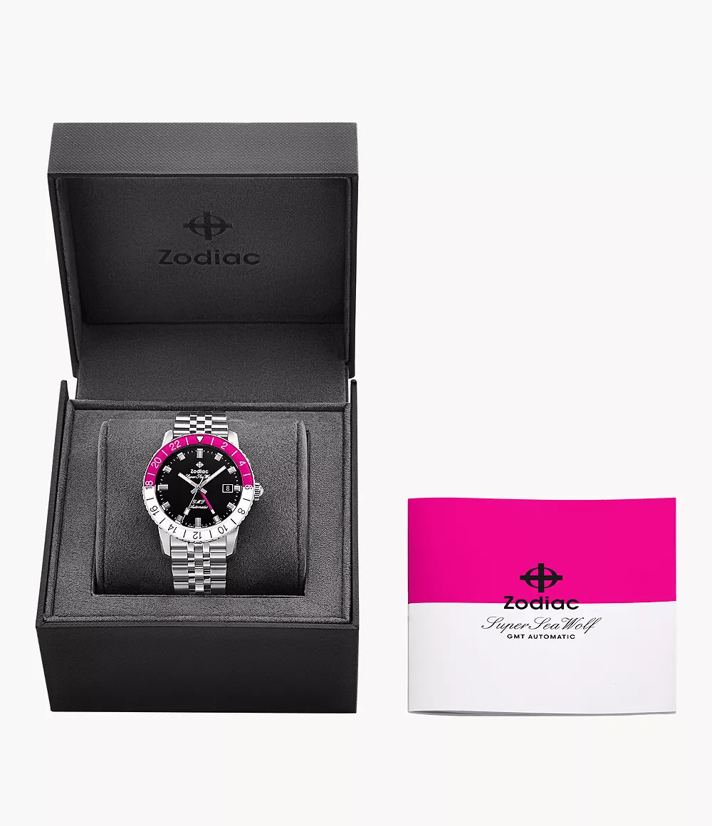 Zodiac Super Sea Wolf GMT Automatic Pink-White 40mm Men's Watch ZO9416