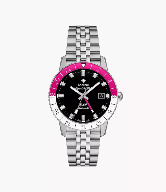 Zodiac Super Sea Wolf GMT Automatic Pink-White 40mm Men's Watch ZO9416