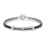 Baraka 18K rose gold and steel cable bracelet with white diamonds BR312501RODB