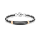 Baraka 18K rose gold and black steel cable diamond bracelet BR312801ROGR