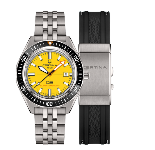Certina DS Super PH2000M 43mm Yellow Dial Men's Watch C0506074436102