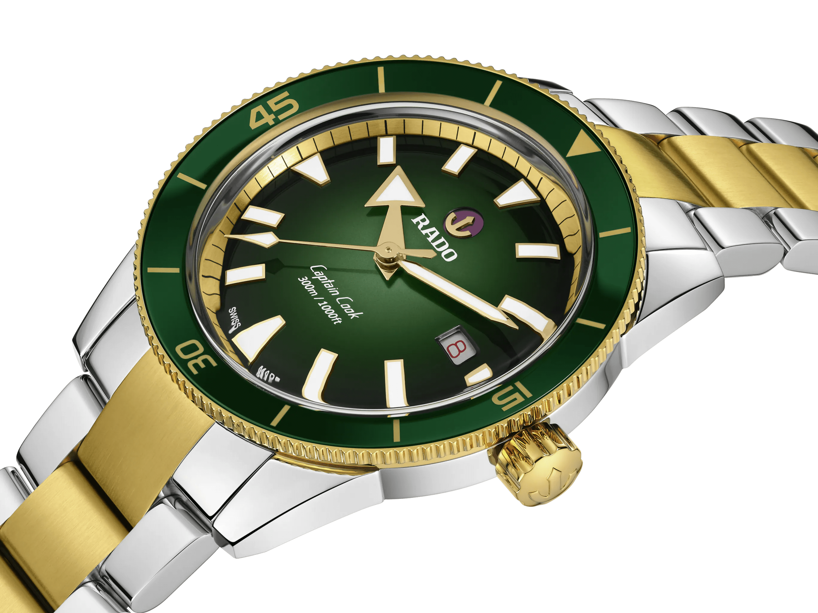RADO Captain Cook Automatic 42mm Yellow Gold-Green Men's Watch R32138303