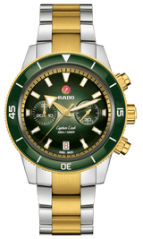 RADO Captain Cook Automatic Chronograph 43mm Green-Yellow Gold Men's Watch R32151318