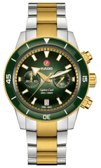 RADO Captain Cook Automatic Chronograph 43mm Green-Yellow Gold Men's Watch R32151318
