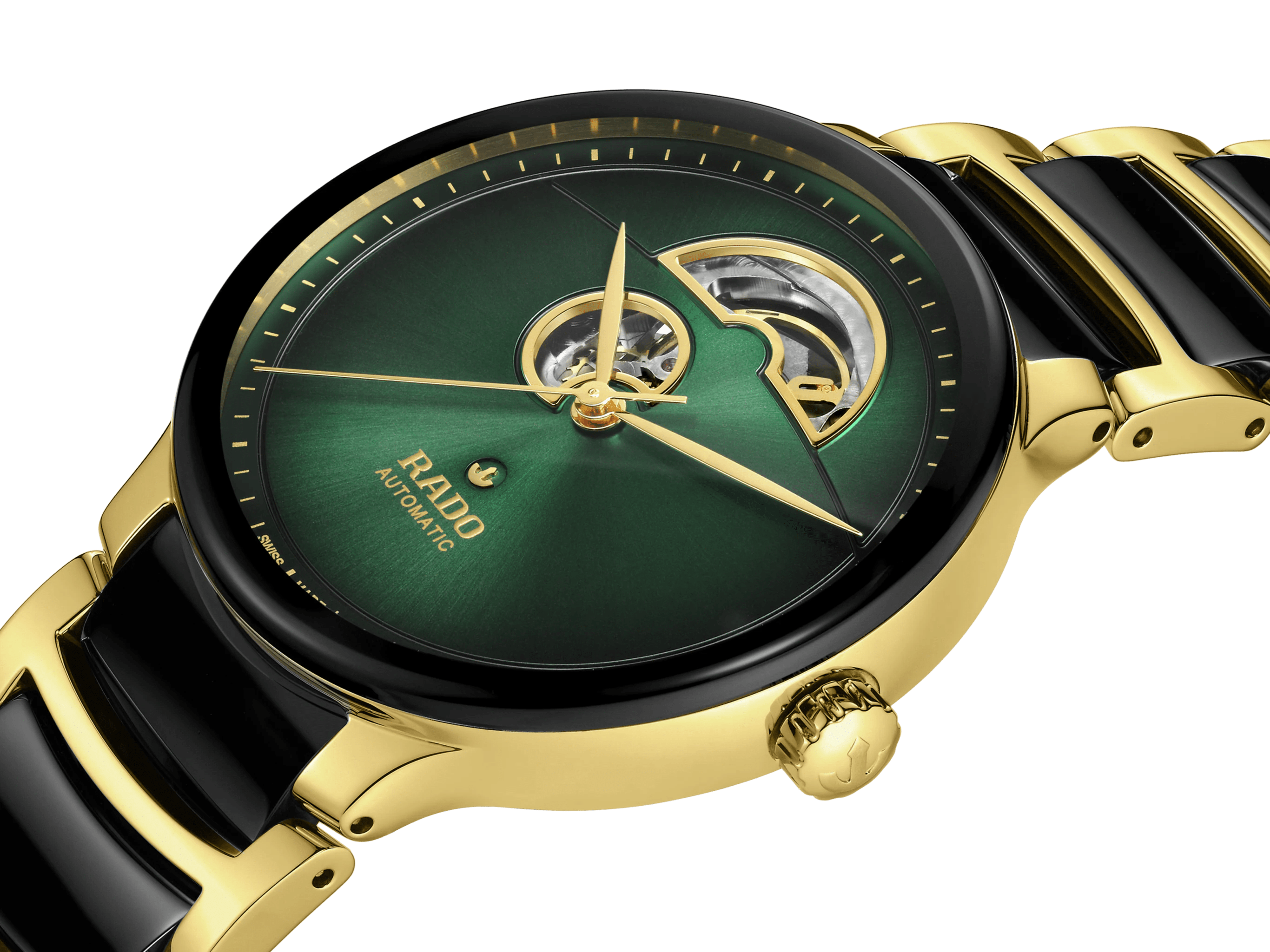 RADO Centrix Automatic Open Heart 39.5mm Green-Gold Men's Watch R30008302