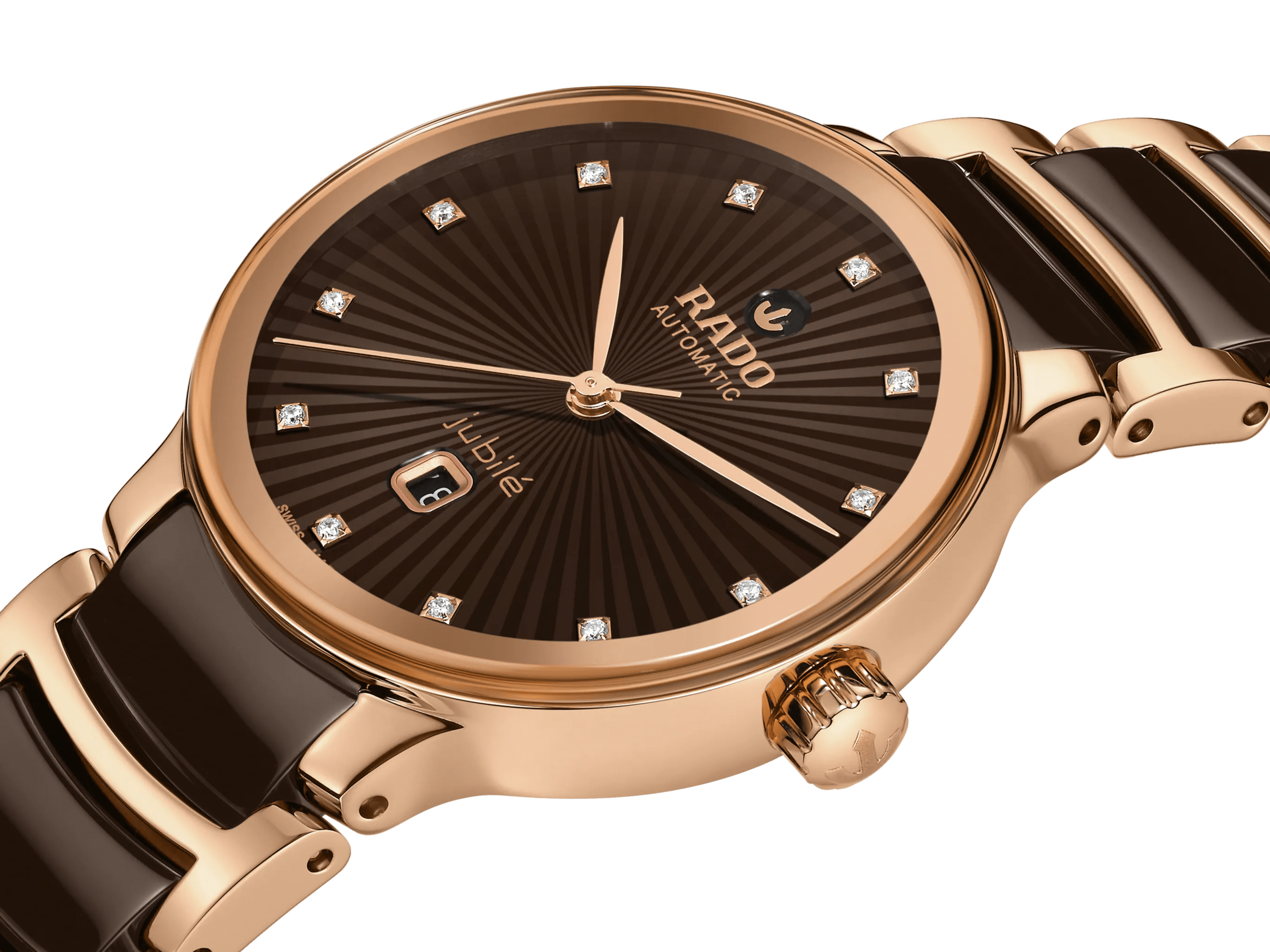 RADO Centrix Automatic Diamonds 30.5mm Rose Gold Brown Women s