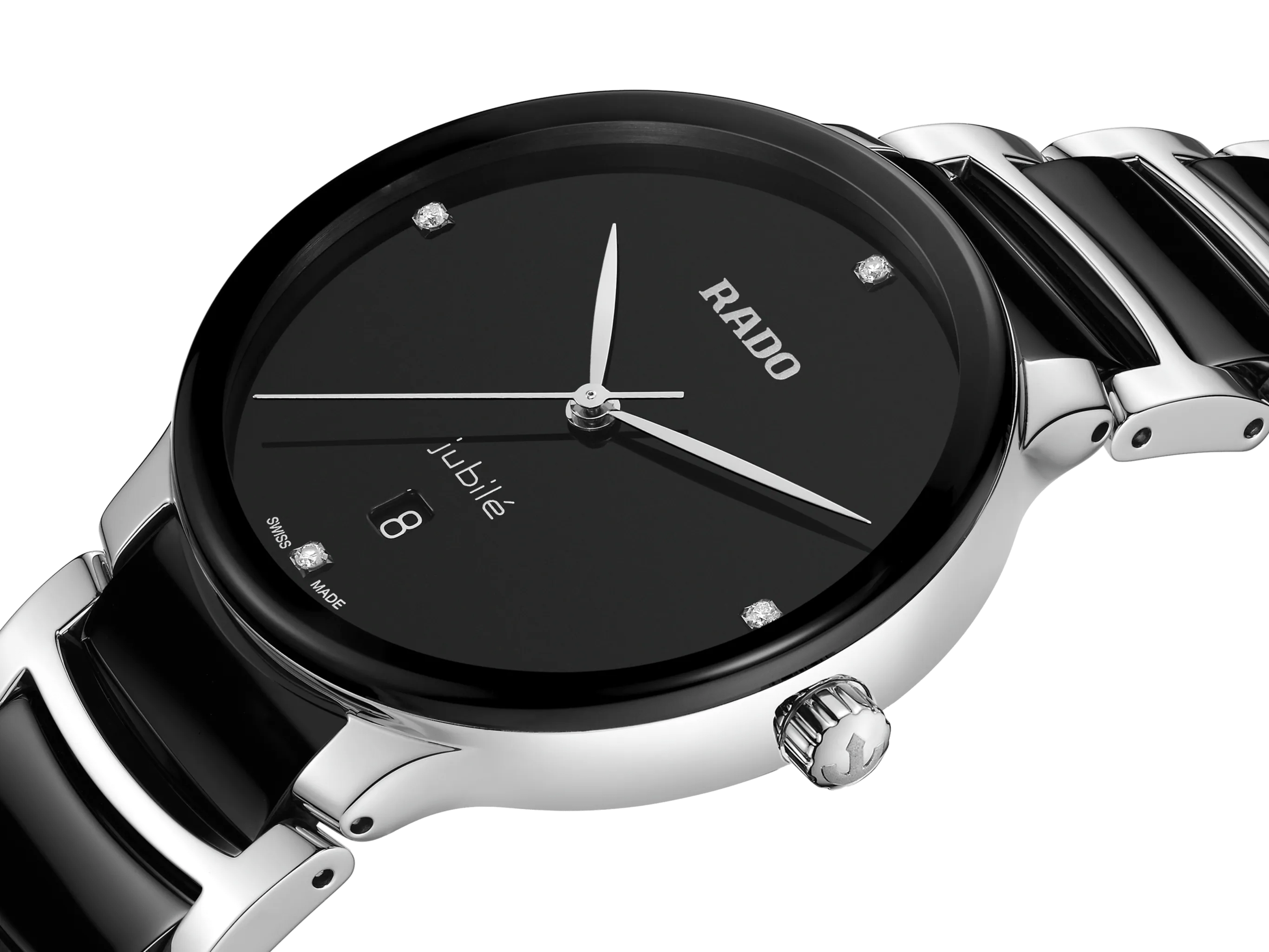 RADO Centrix Diamonds Silver-Black Ceramic 39.5mm Men's Watch R30021712