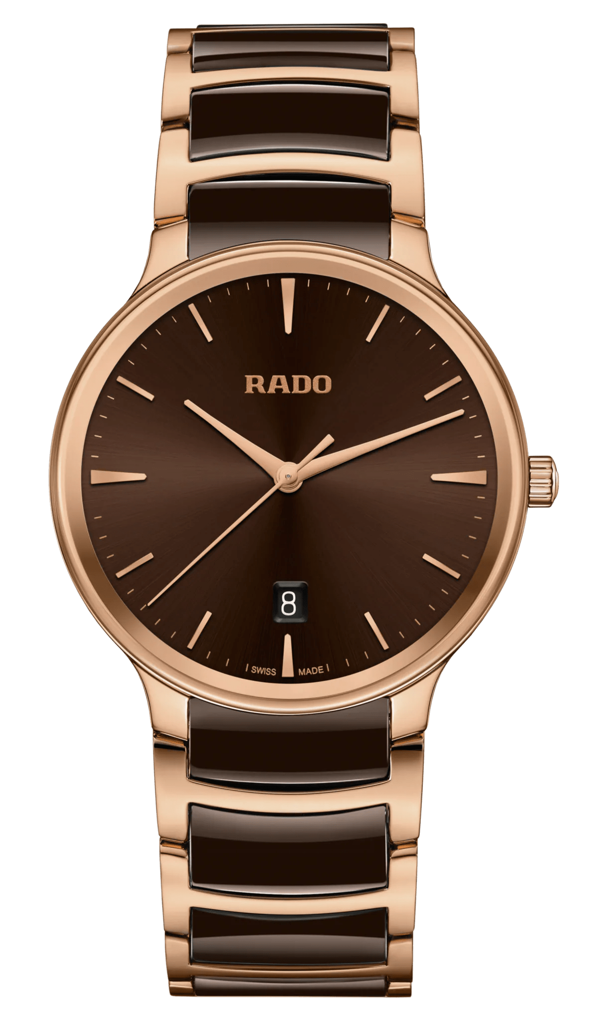 RADO Centrix 39.5mm Rose Gold-Brown Ceramic Men's Watch R30023302