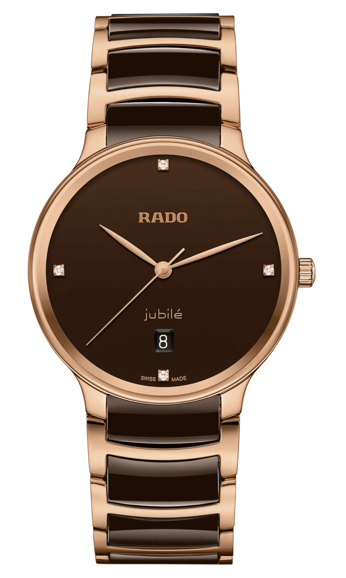 RADO Centrix Diamonds Rose Gold-Brown Ceramic 39.5mm Men's Watch R30023712