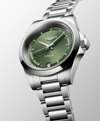 Longines Conquest Diamonds 34mm Green Dial Steel Women's Watch L34304076