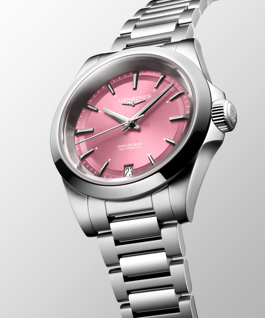 Longines Conquest 34mm Pink Dial Steel Women's Watch L34304996