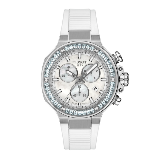 Tissot T-Race 38mm White Mother of Pearl Dial Women's Watch T1418179711100