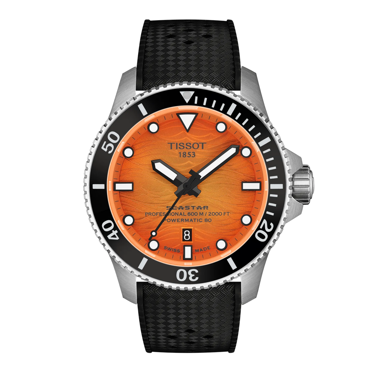 Tissot Seastar 2000 Powermatic 80 44mm Orange Dial Men's Watch T1209071728100