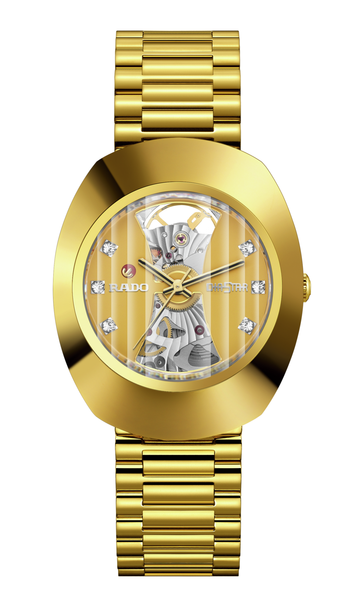 Rado DiaStar Original Open Heart 35mm Yellow Gold PVD Men's Watch R12064263