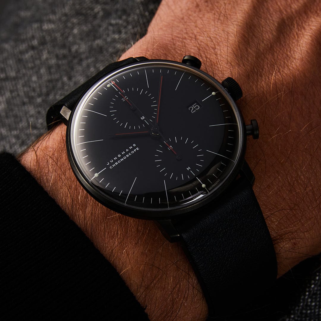 Junghans Max Bill Chronoscope Bauhaus 40mm Matt Black Dial Men's Watch 27/4409.02