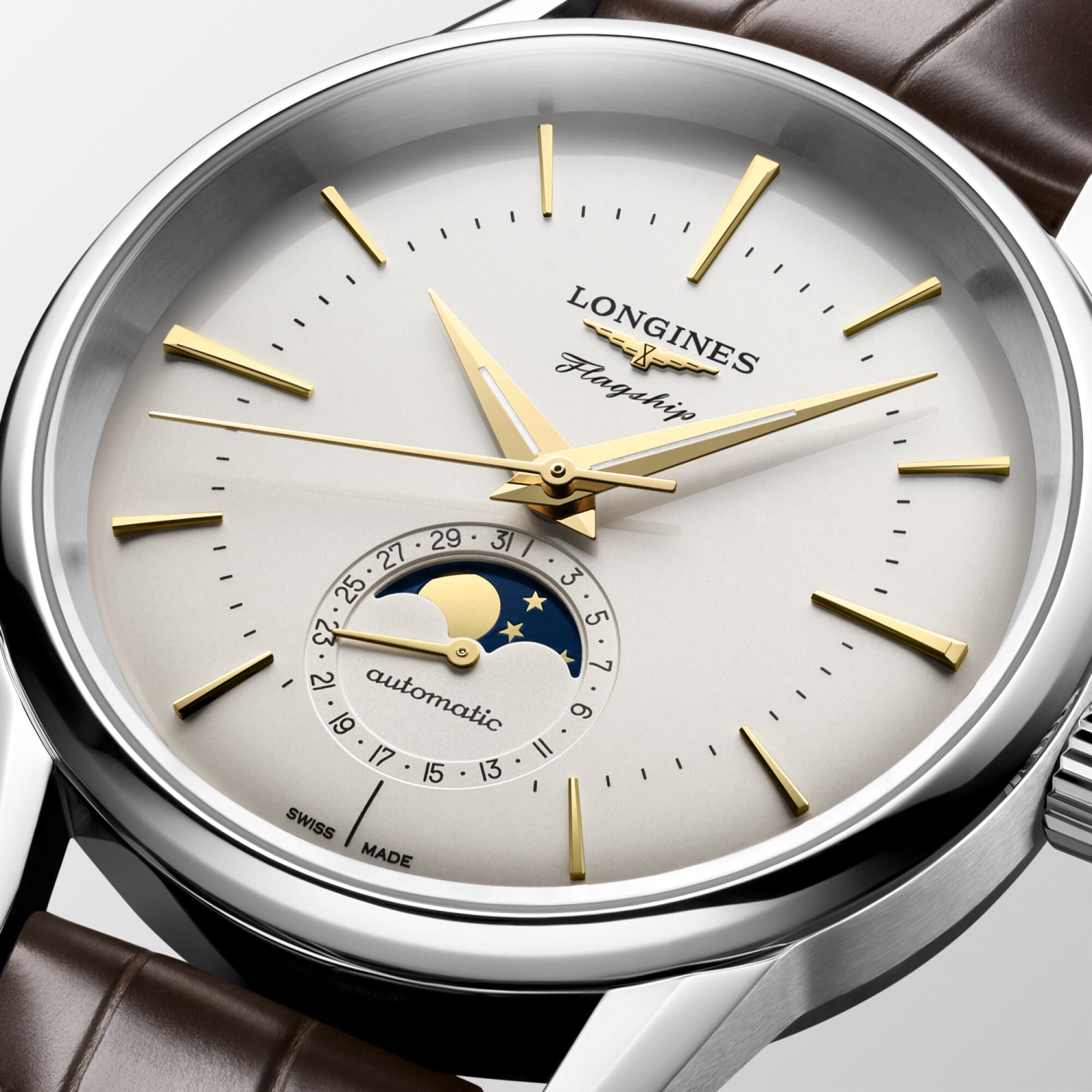 Longines Flagship Heritage Moonphase 38.5mm Silver Dial Men's Watch L48154782