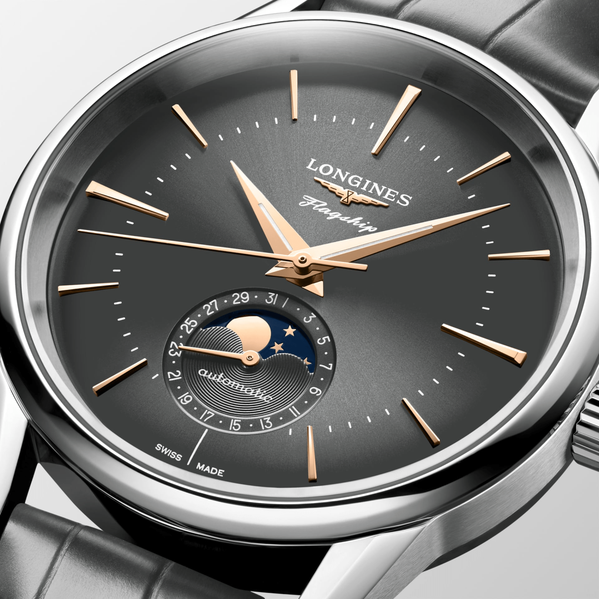 Longines Flagship Heritage 38.5mm Moonphase Anthracite Dial Men's Watch L48154522