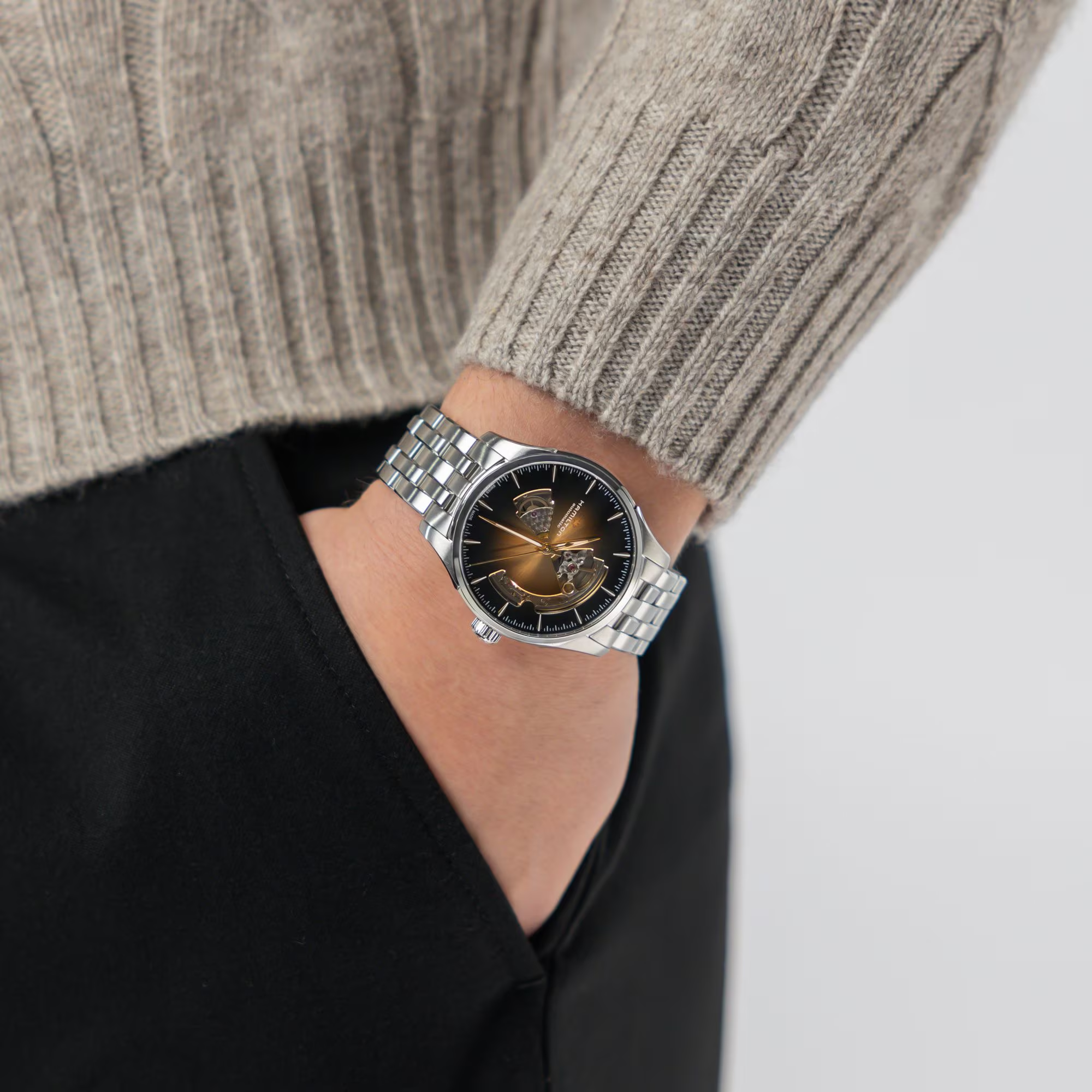 Hamilton Jazzmaster Open Heart Auto 42mm Grey Sunray-Brushed Dial Men's Watch H32705180