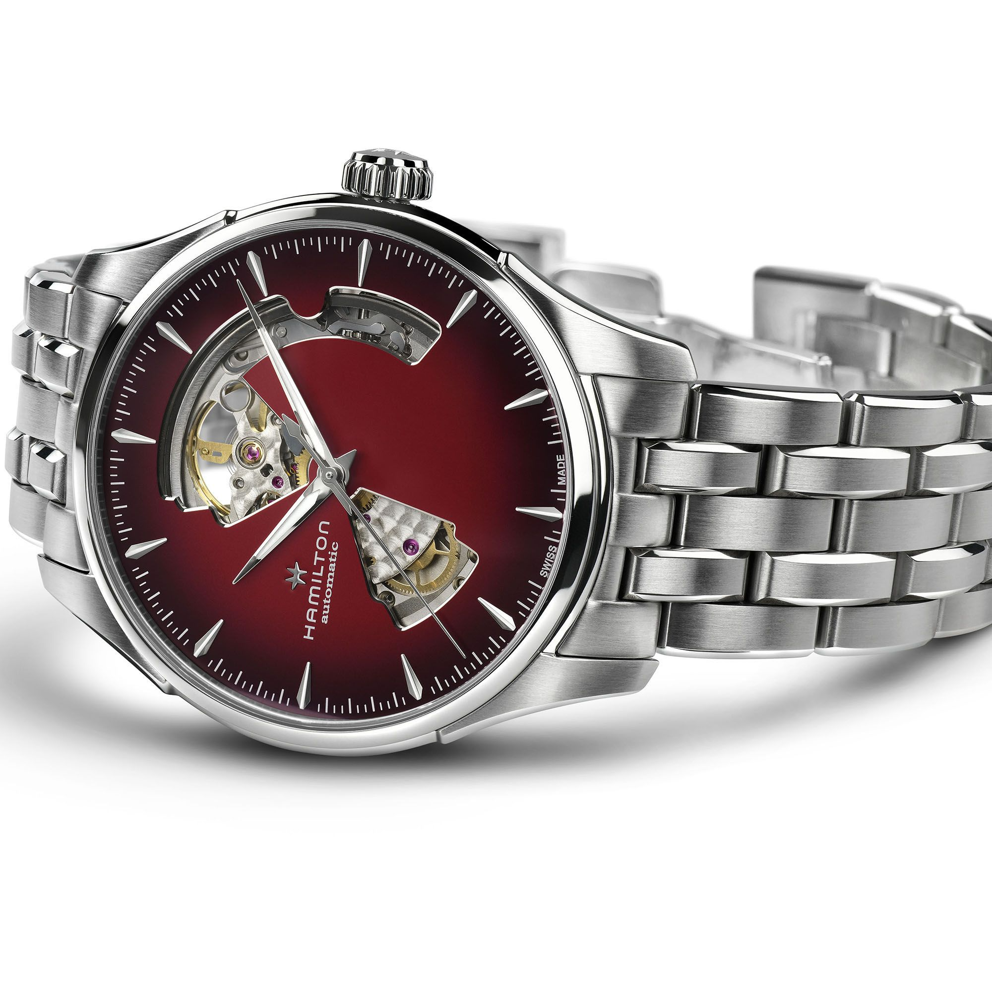 Hamilton Jazzmaster Open Heart Auto 40mm Burgundy Dial Men's Watch H32675170