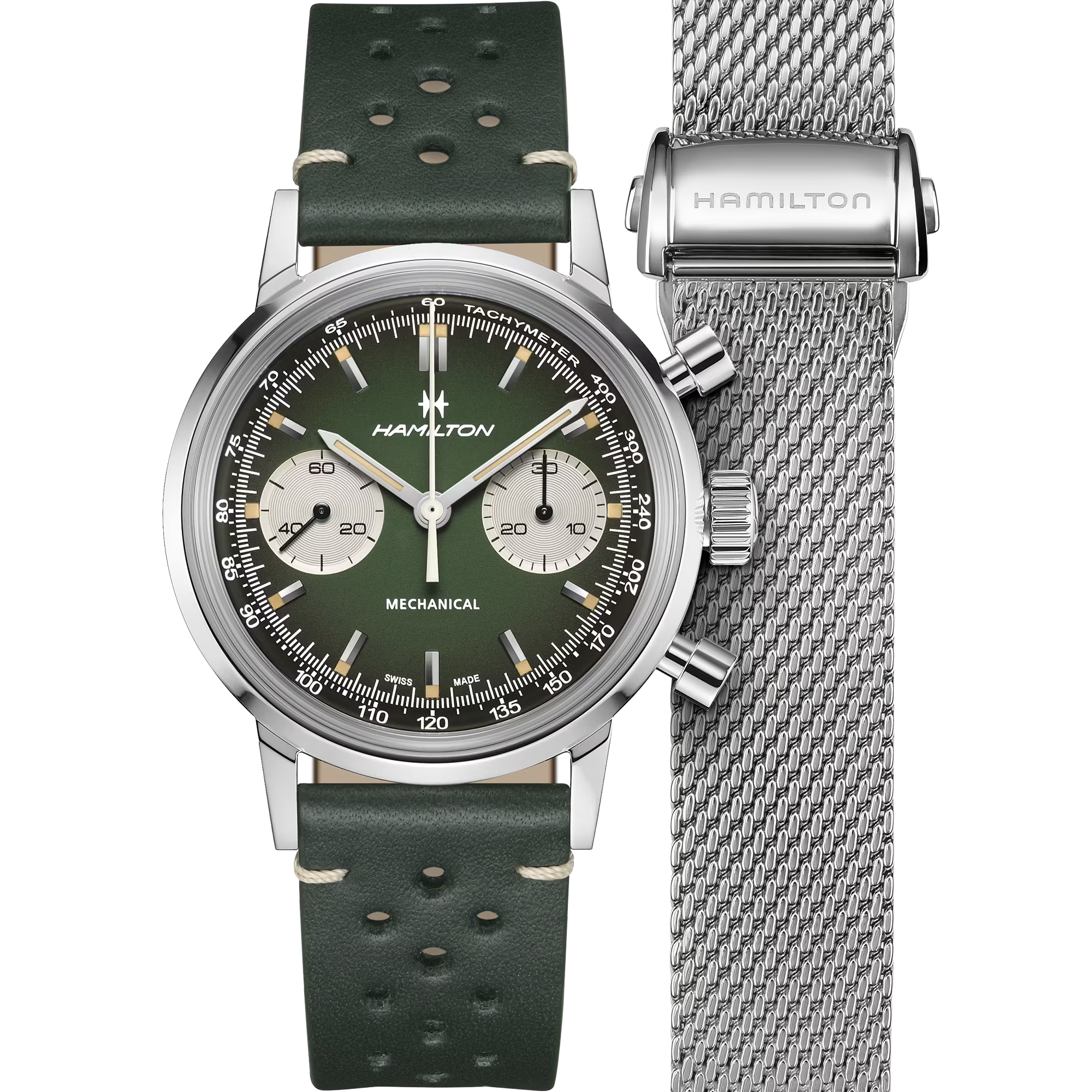 Hamilton American Classic Intra-Matic Chronograph H 40mm Green Dial Men's Watch H38429861