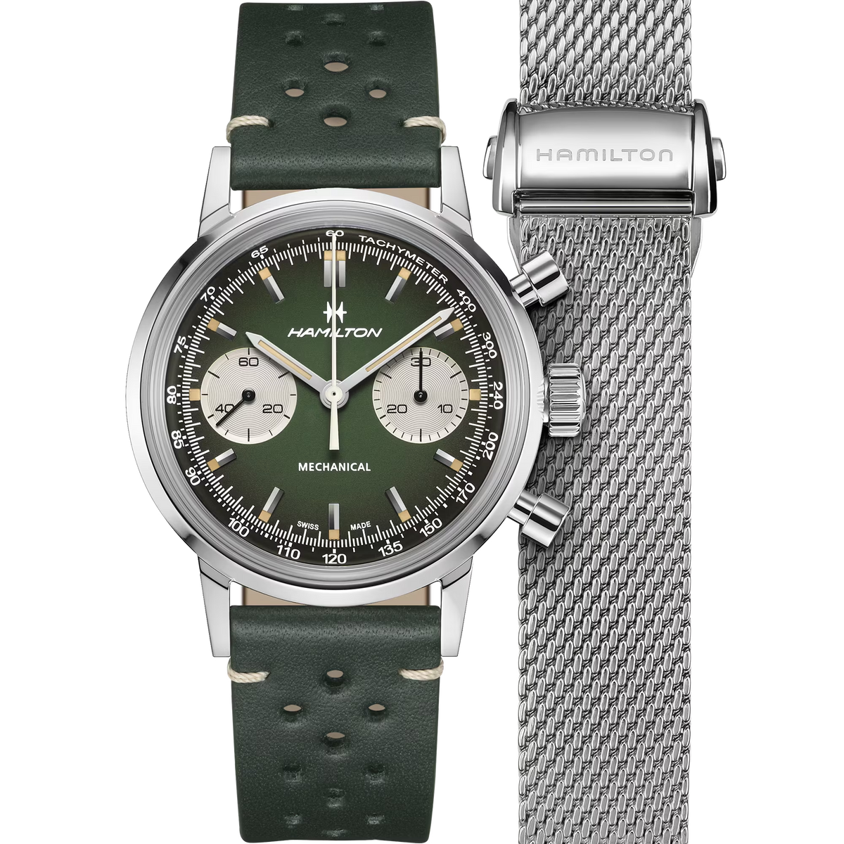 Hamilton American Classic Intra-Matic Chronograph H 40mm Green Dial Men's Watch H38429861