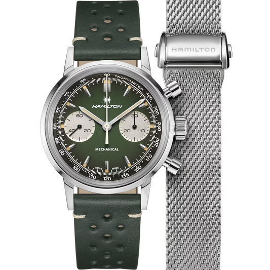 Hamilton American Classic Intra-Matic Chronograph H 40mm Green Dial Men's Watch H38429861