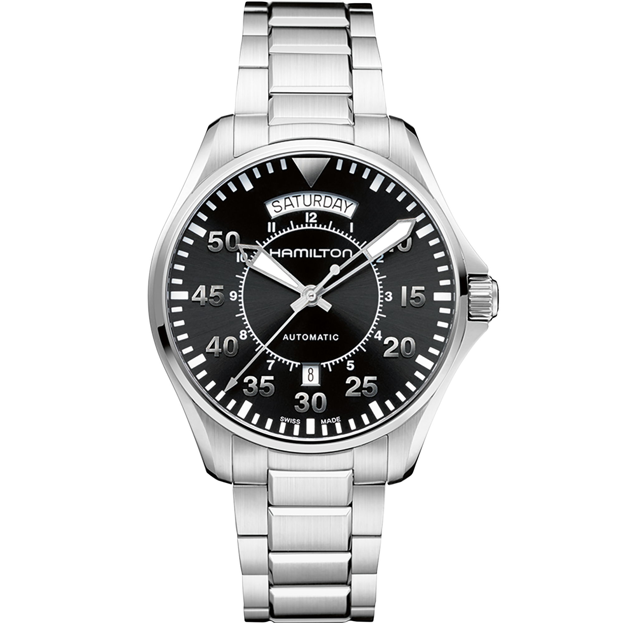 Hamilton Khaki Aviation 42mm Pilot Day Date Black Dial Men's Watch H64615135