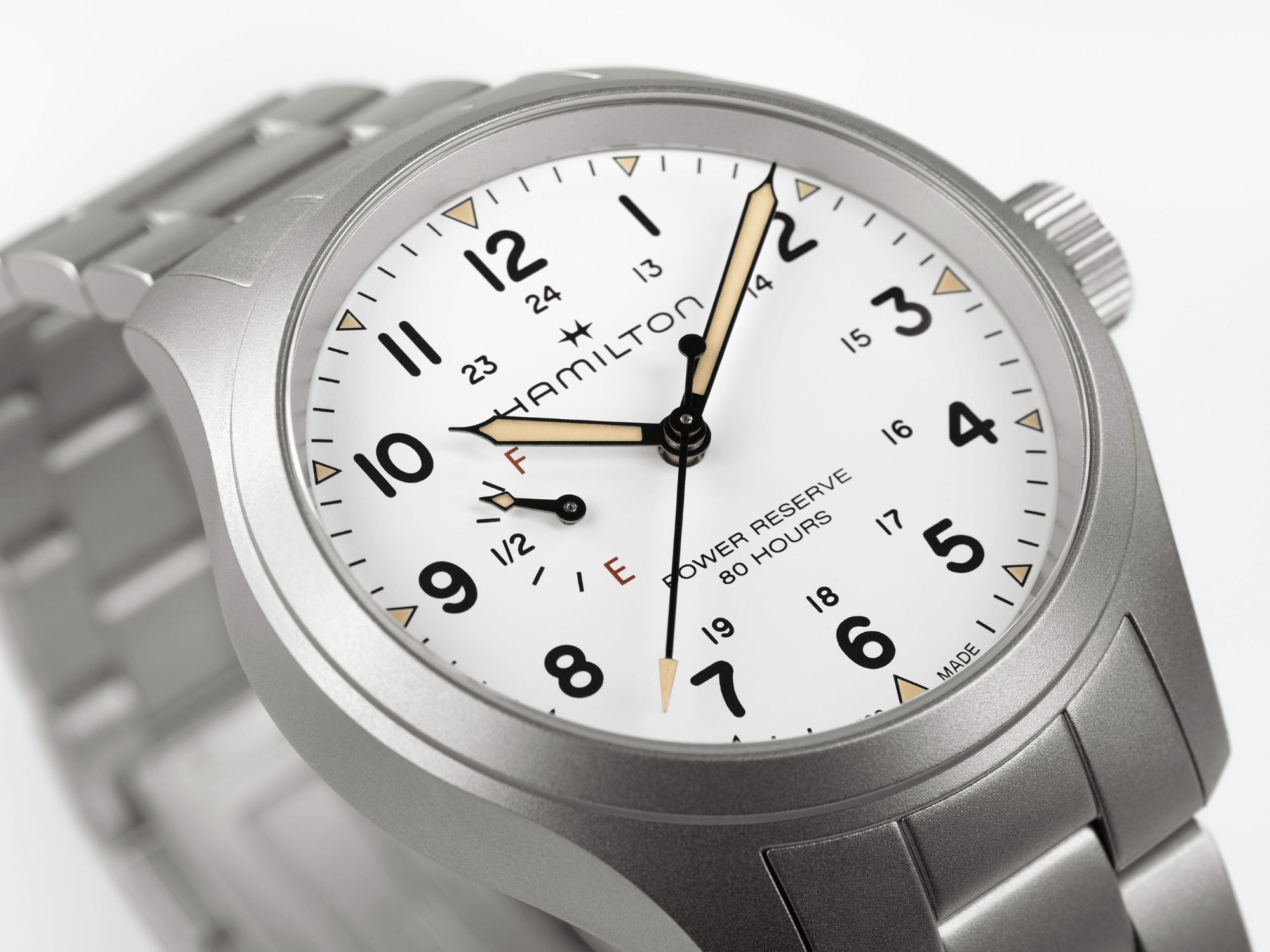 Hamilton Khaki Field Mechanical Power Reserve 40mm White Dial Men's Watch H69509110