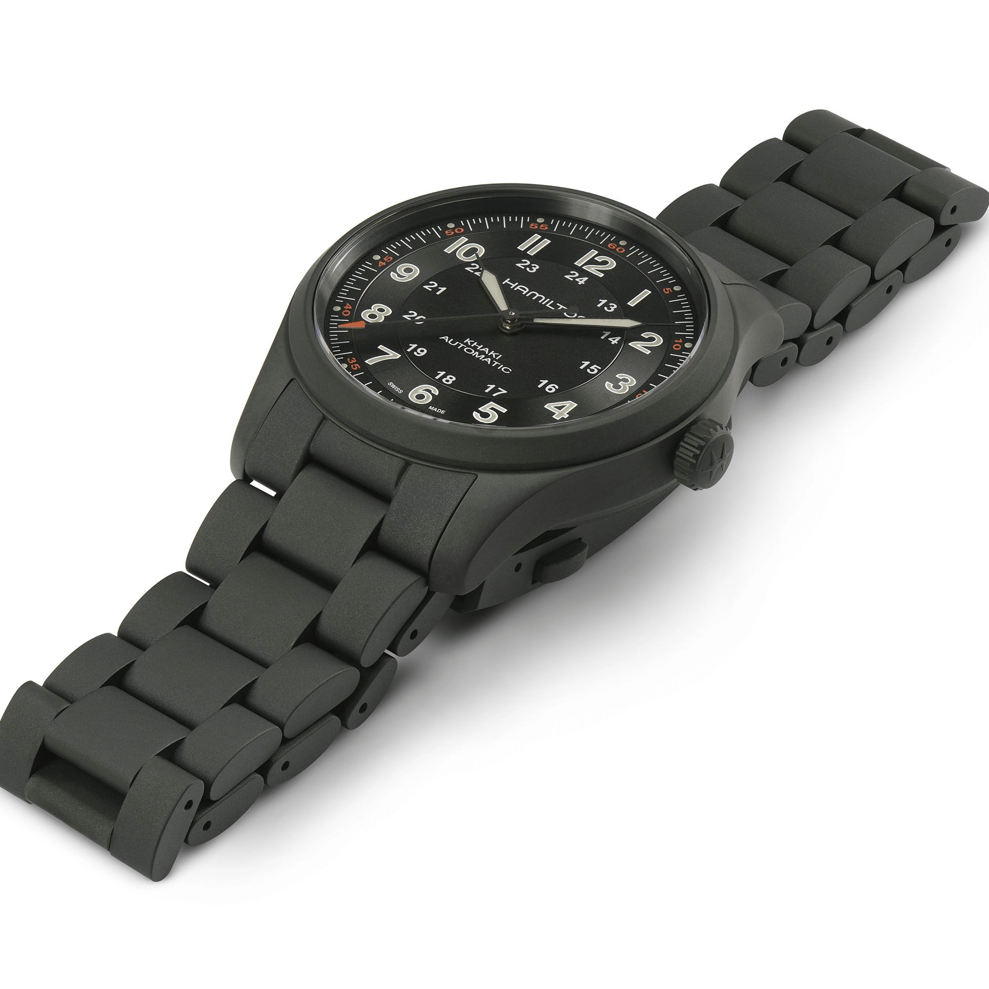 Hamilton　38mm　Auto　Khaki　Field　Titanium　Men's　Black　Watch　PVD　Band　H70–　Time　Machine　Plus