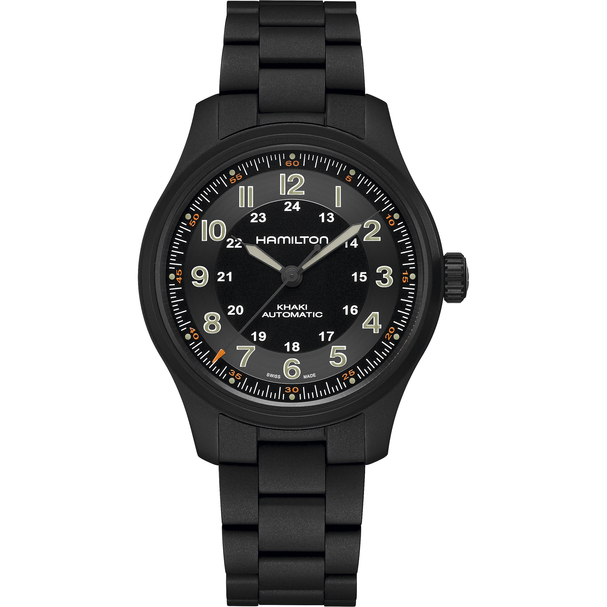 Hamilton Khaki Field 42mm Titanium Band Auto Black PVD Men's Watch H70665130