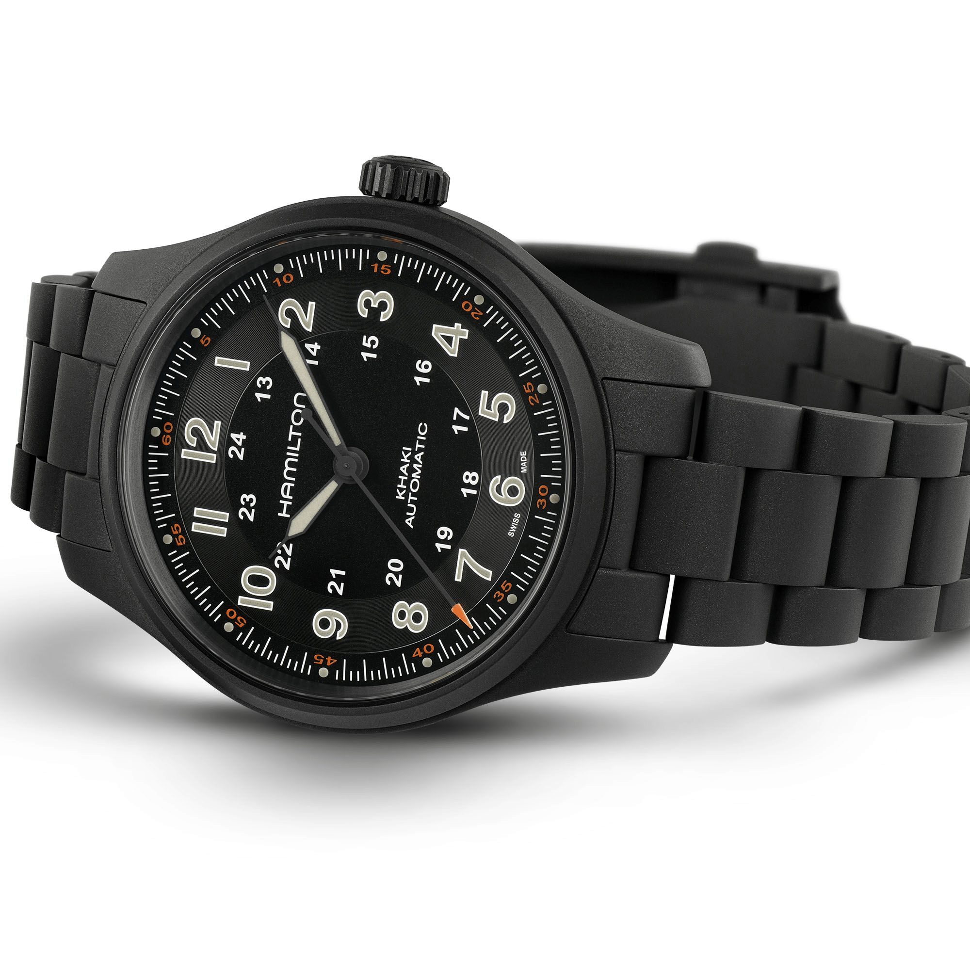 Hamilton Khaki Field 42mm Titanium Band Auto Black PVD Men's Watch H70665130