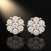 0.69 Carat Lab Grown Diamond Yellow Gold Flower Stud Earrings