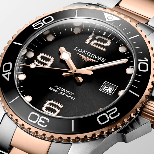 Longines HydroConquest 43mm Rose Gold-Black Steel Men's Watch L37823587