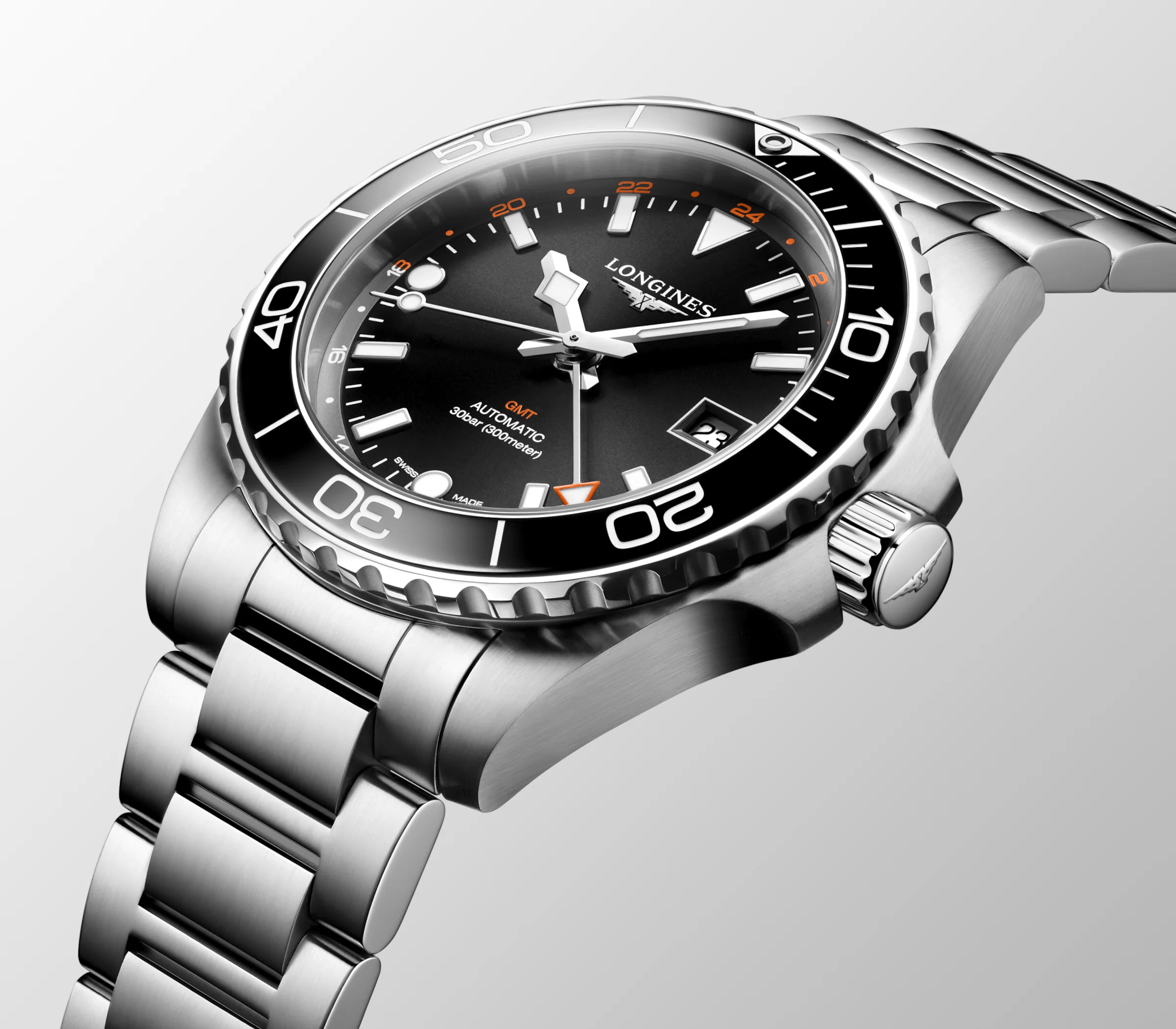 Longines HydroConquest GMT 41mm Black Dial Steel Men's Watch L37904566