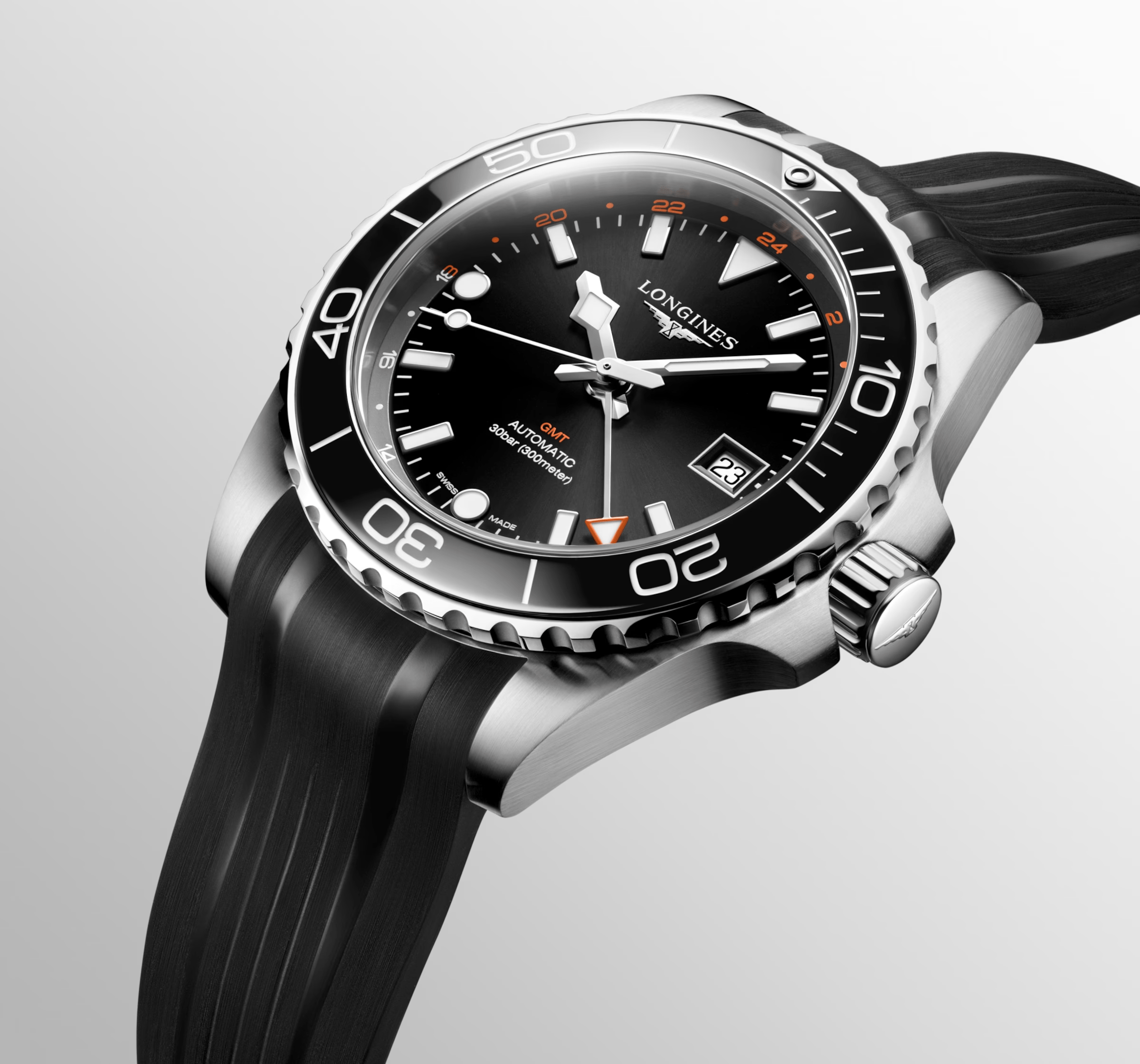 Longines HydroConquest GMT 41mm Black Rubber Men's Watch L37904569
