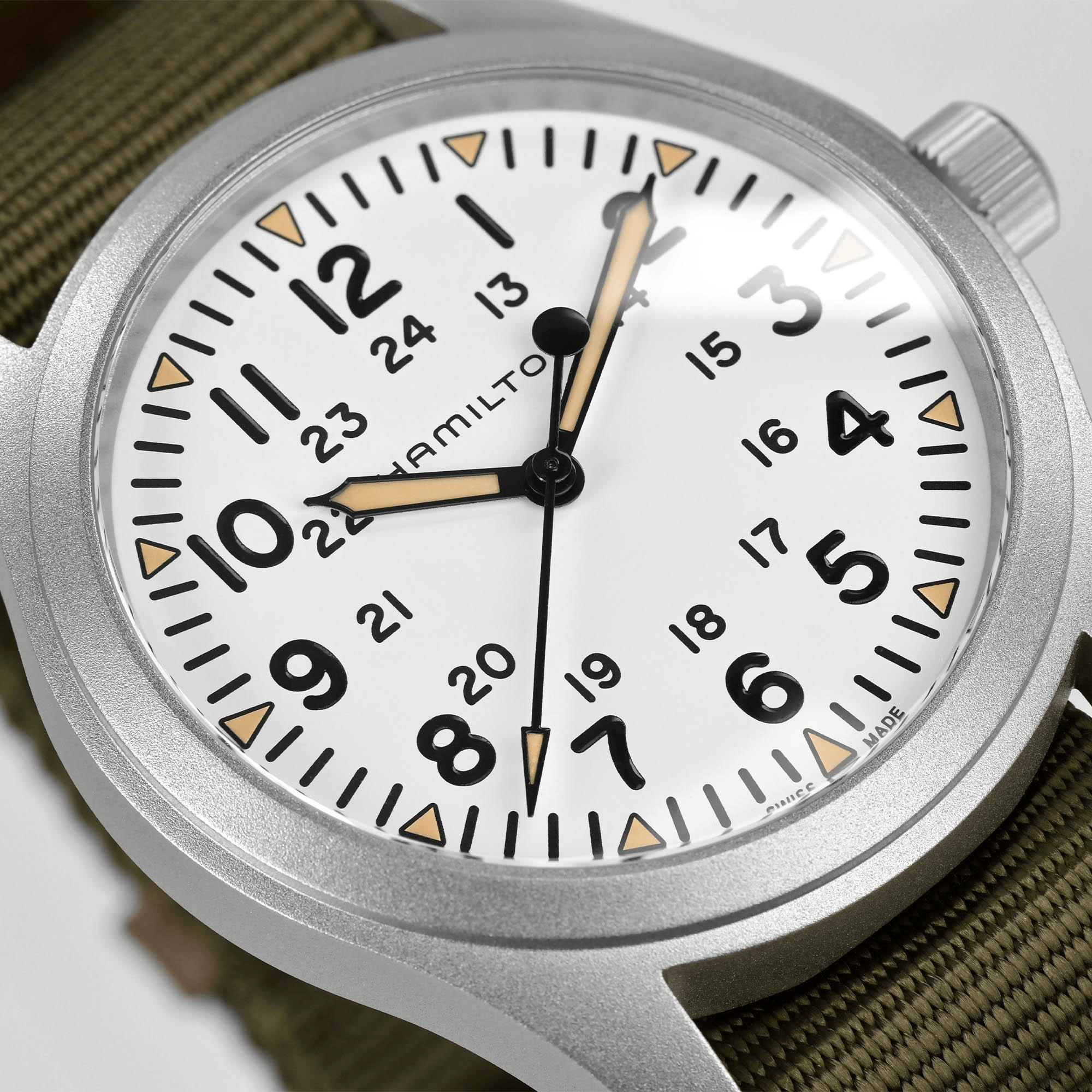 Hamilton Khaki Field Mechanical 42mm White-Green Men's Watch H69529913