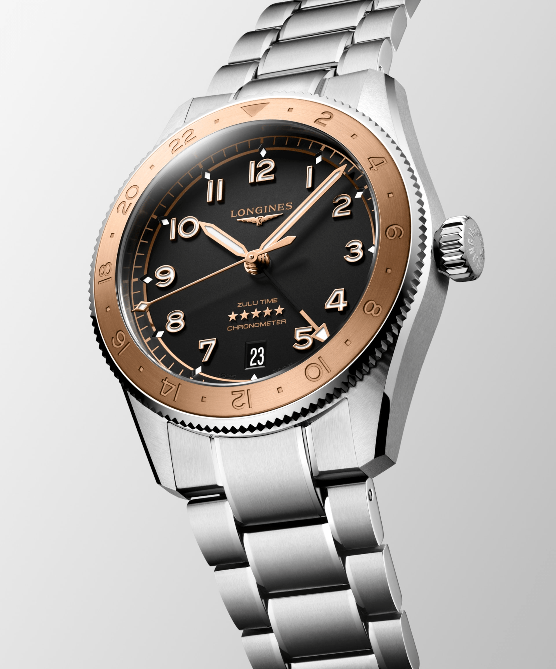 Longines Spirit Zulu Time 1925 39mm Black Matt Dial Men's Watch L38035536