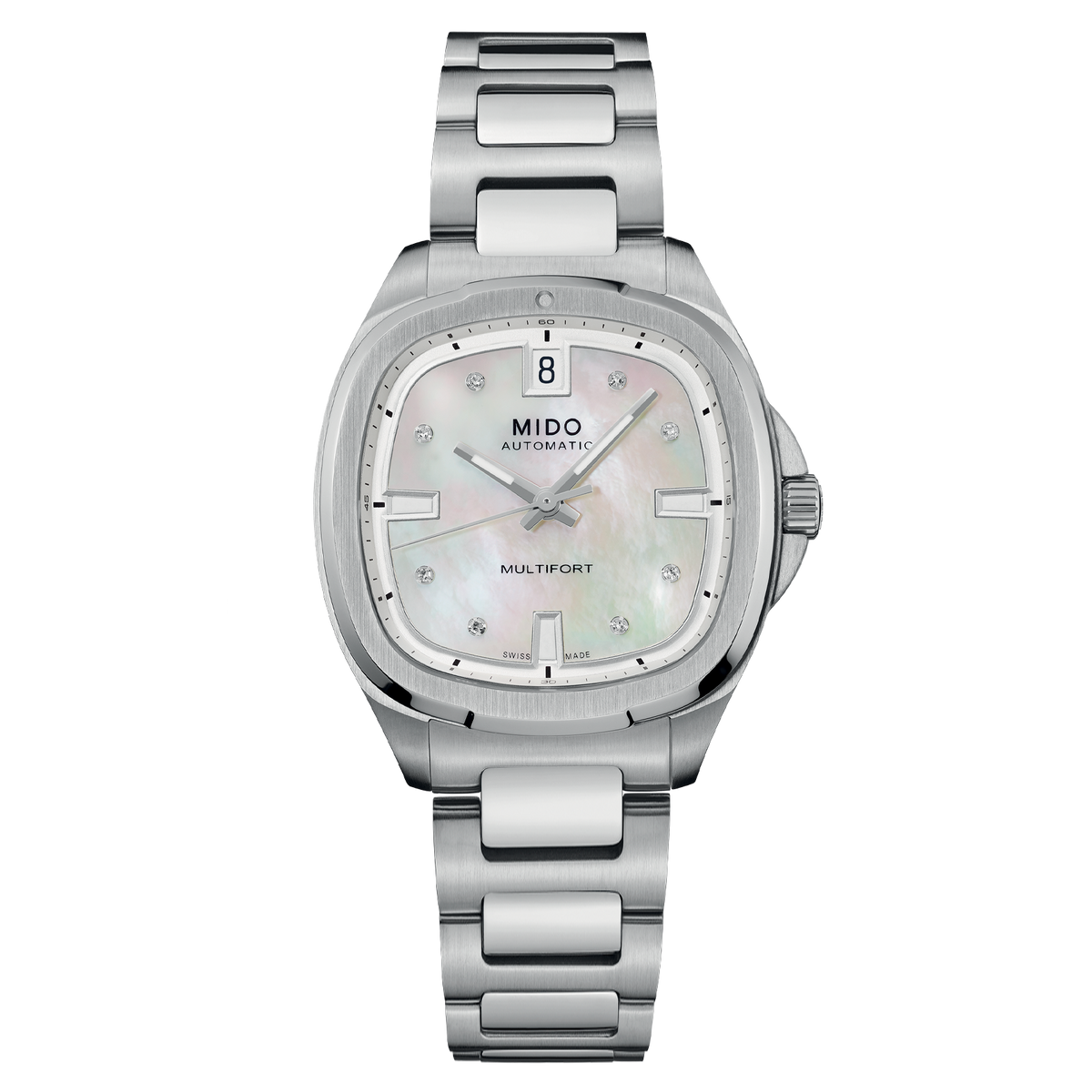 Mido Multifort TV 35mm White Mother-Of-Pearl Steel Women's Watch M0493071110600