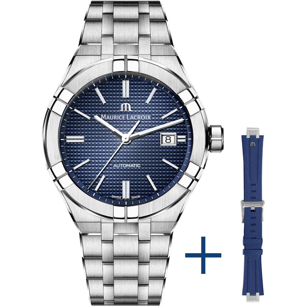 Maurice Lacroix AIKON Automatic 42mm Blue Dial Set Men's Watch AI6008-SS00F-430-C