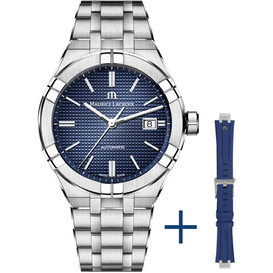Maurice Lacroix AIKON Automatic 42mm Blue Dial Set Men's Watch AI6008-SS00F-430-C