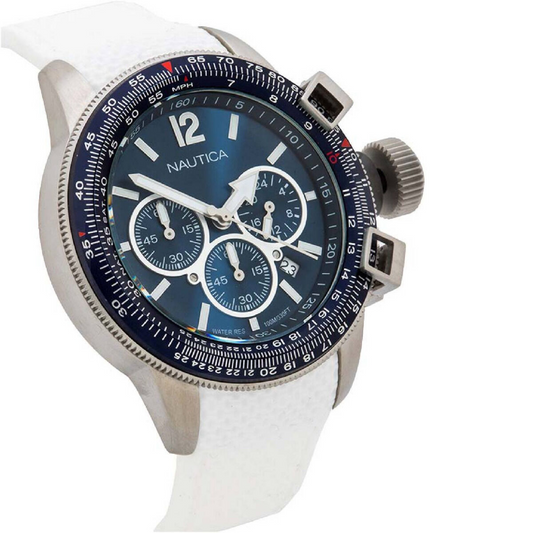 Nautica BFC Chrono Box Set 46mm Blue-White Men's Watch NAPLECR21