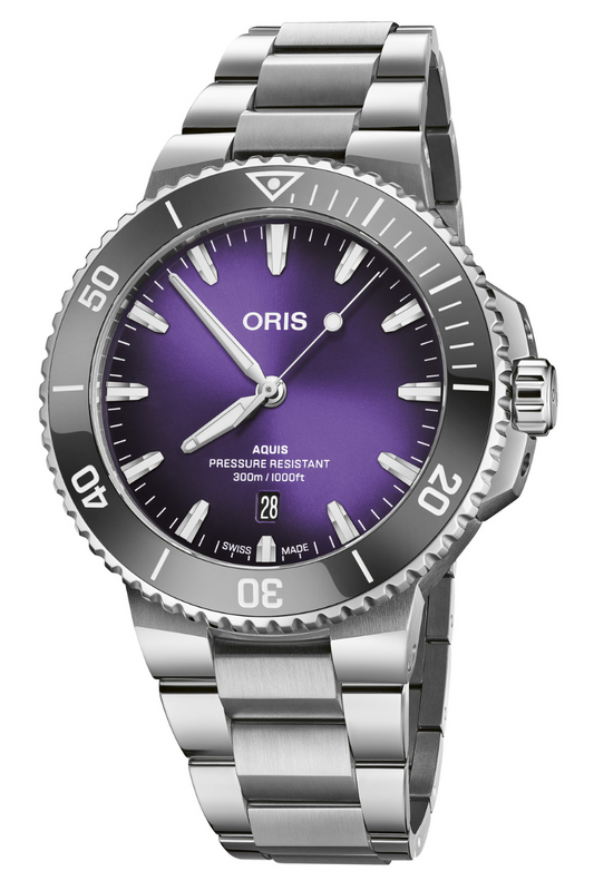 Oris Aquis Date Taste of Summer 43.5mm Purple Dial Men's Watch 01 733 7789 4158-07 8 23 04PEB