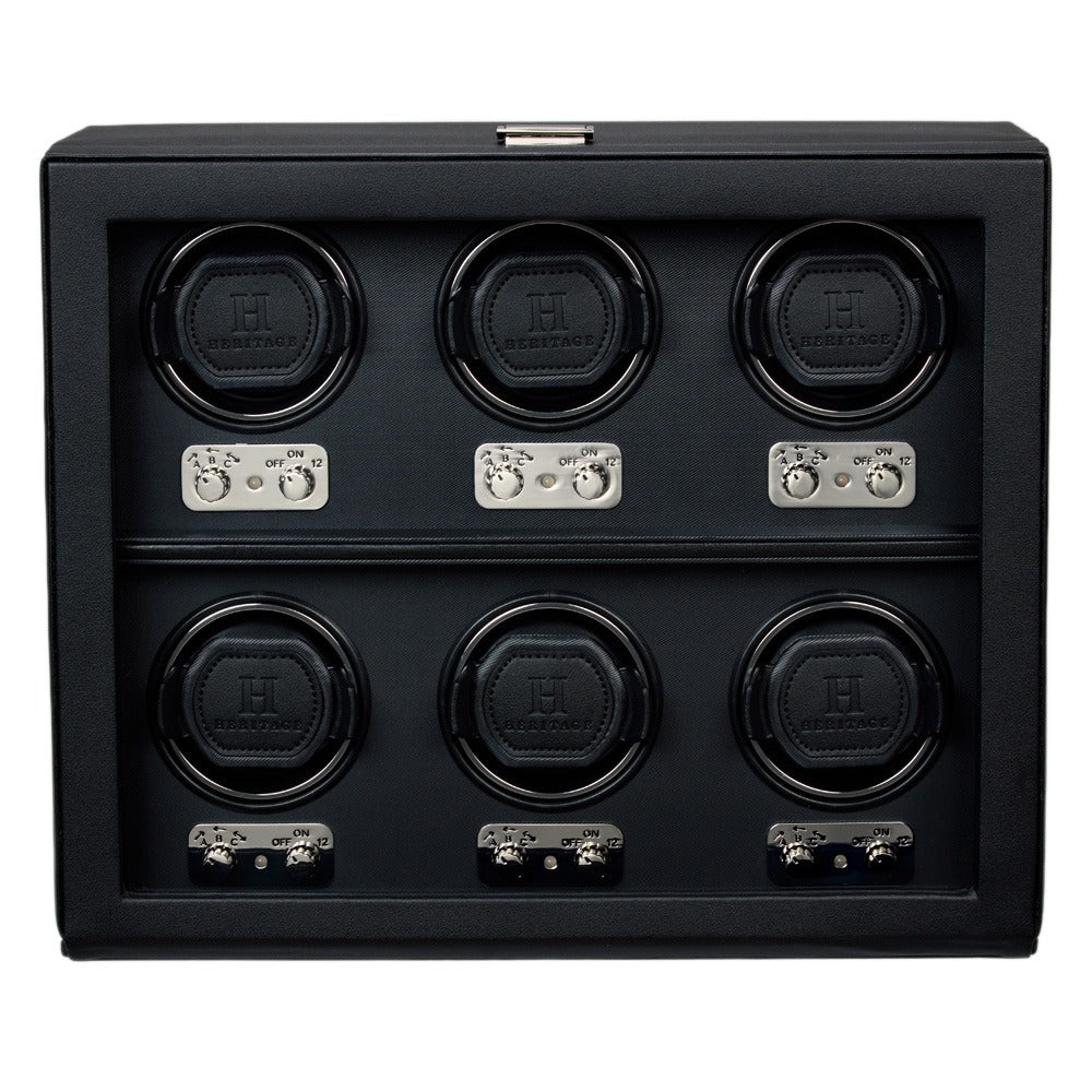 WOLF Heritage 6 Piece Watch Winder Black 270702