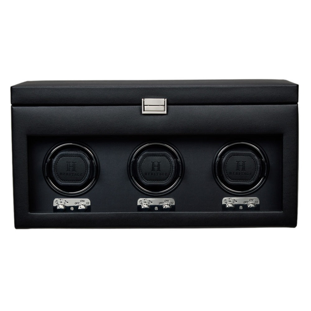 WOLF Heritage Triple Watch Winder With Storage Black 270502