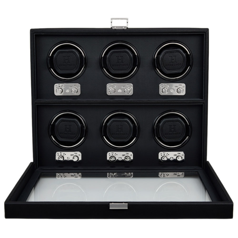 WOLF Heritage 6 Piece Watch Winder Black 270702