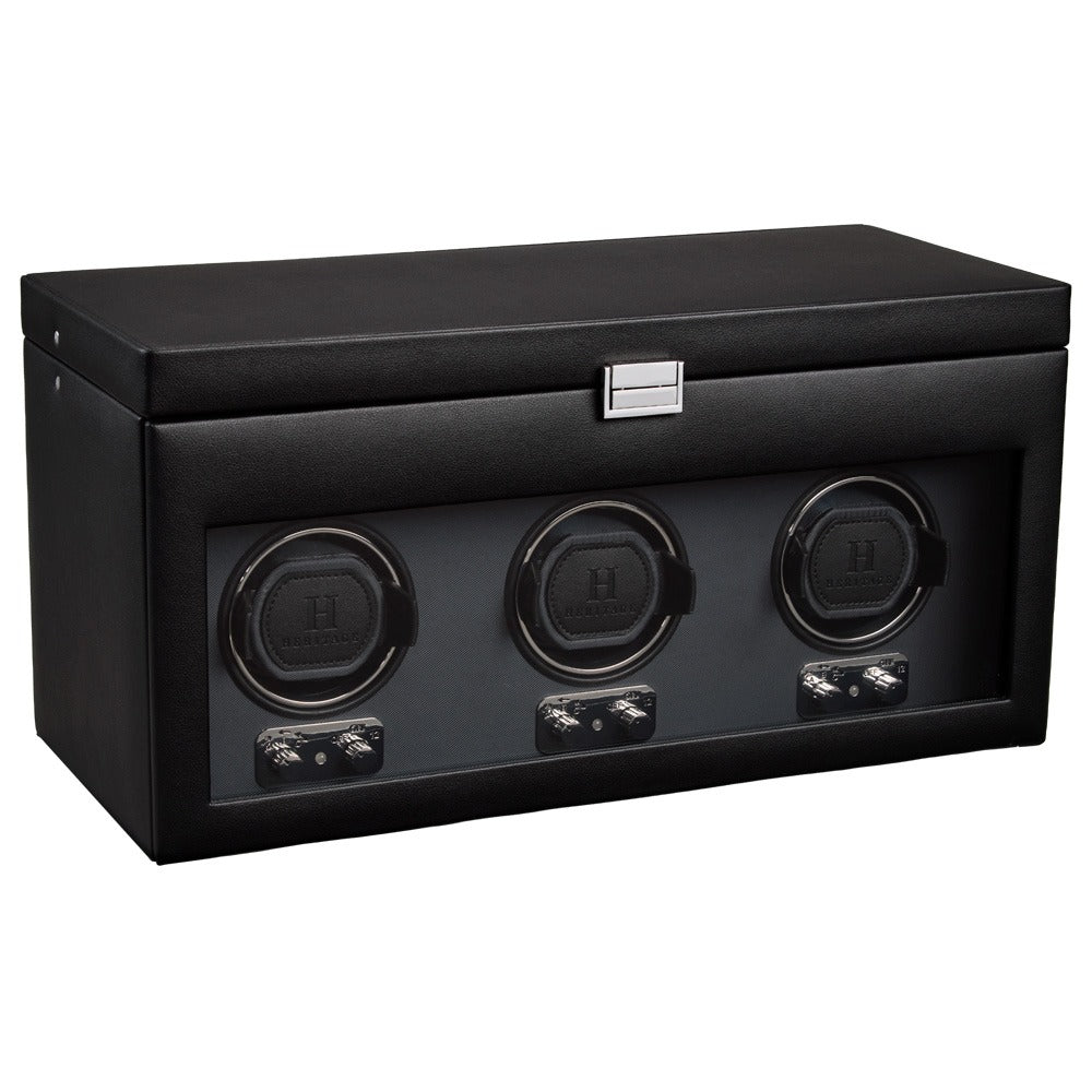 WOLF Heritage Triple Watch Winder With Storage Black 270502