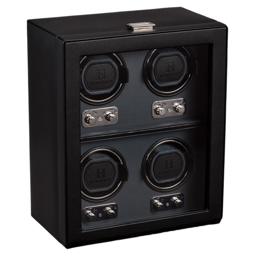 WOLF Heritage 4 Piece Watch Winder Black 270602